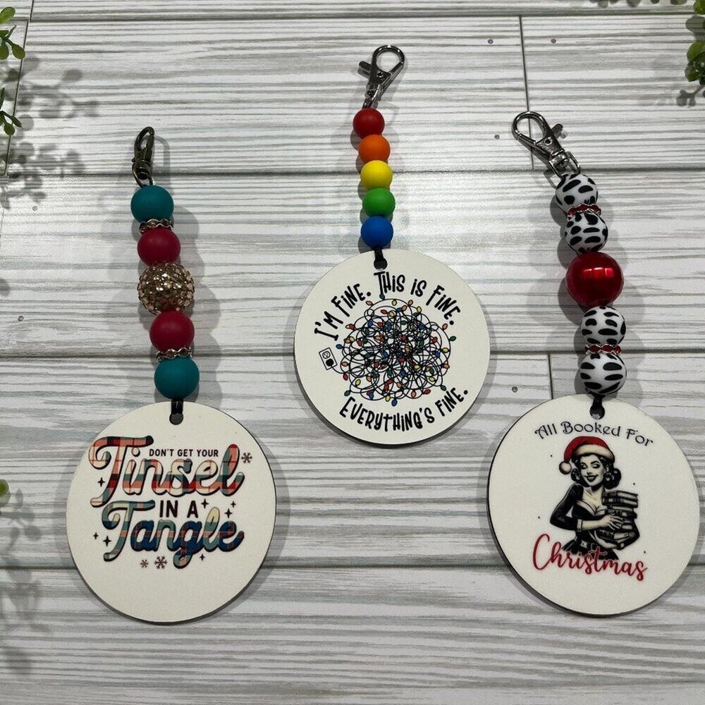 Festive Handmade Beaded Christmas Bag Charm Ornament for Women Gifts